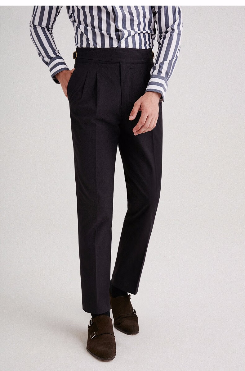 full monty春夏廓尔格西裤男士双褶交叉调节袢休闲裤子 驼色7127 32