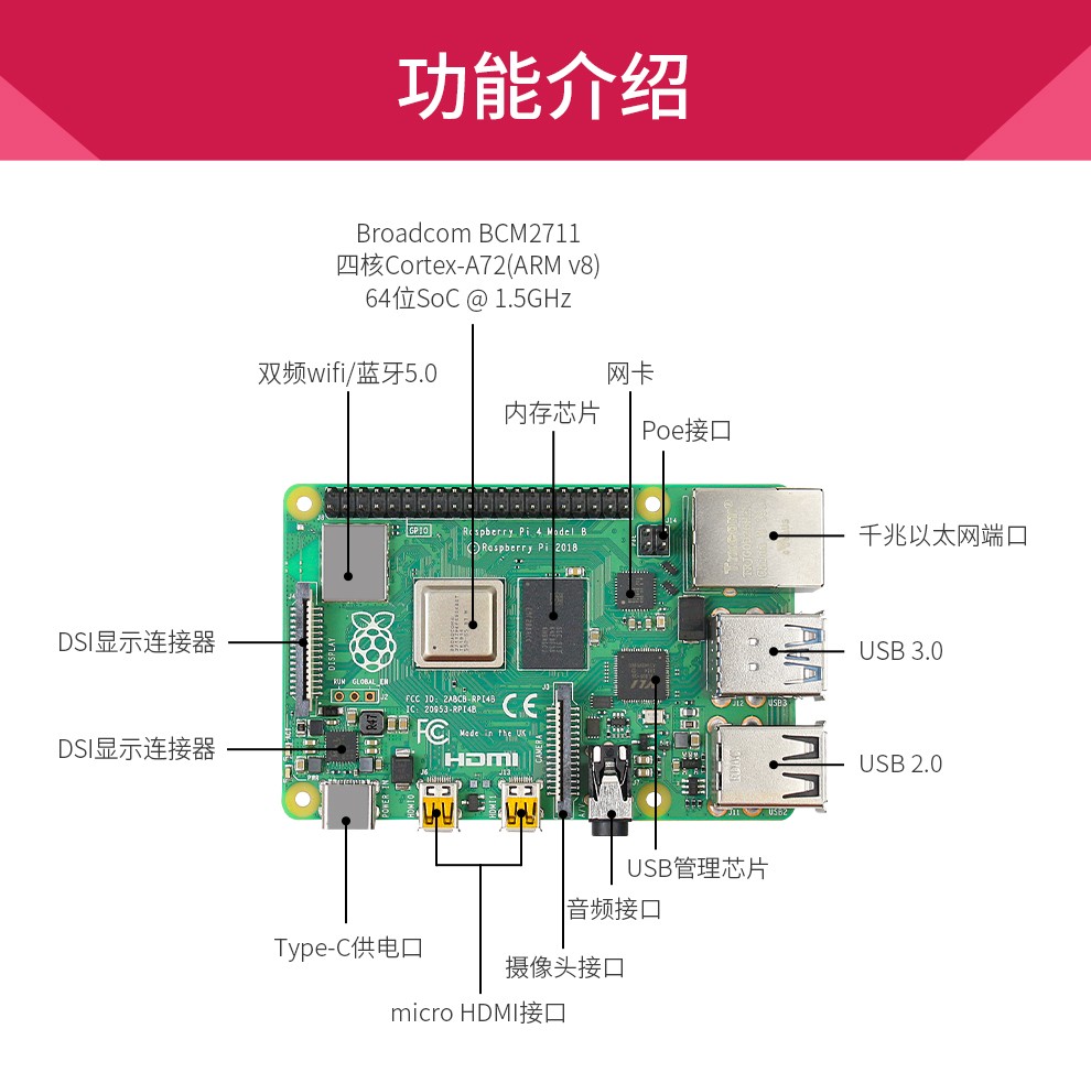 makerobot树莓派4代b型raspberrypi4b8gblinux开发板pythonc套餐高级