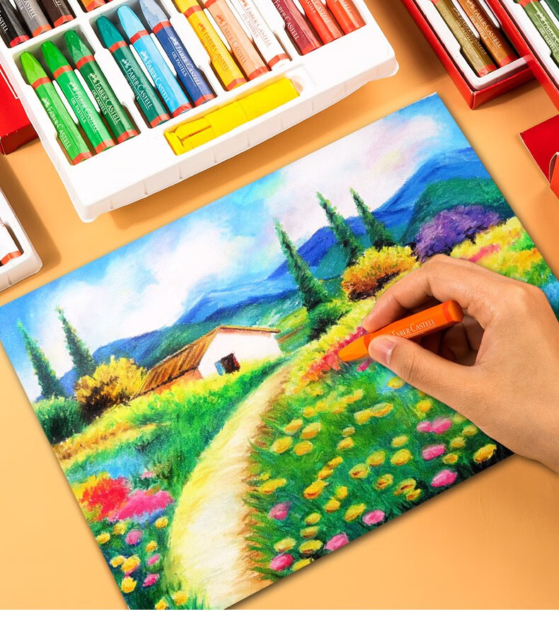 辉柏嘉油画棒48色六角蜡笔油花棒幼儿园宝宝涂鸦笔涂色笔重彩油化棒