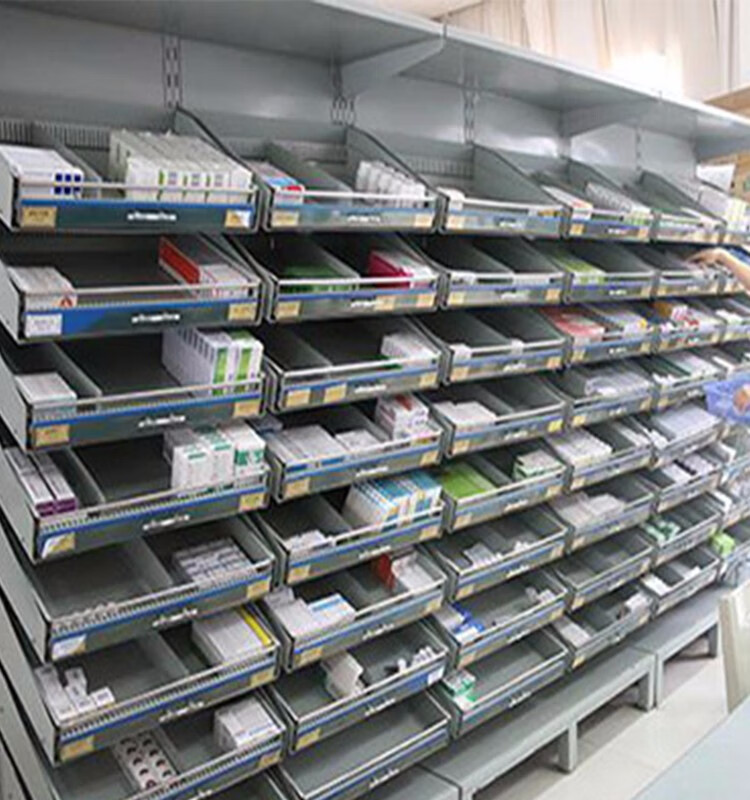 单面西药架医院药房用摆药架诊所药品柜货架双面抽拉式旋转药盘架