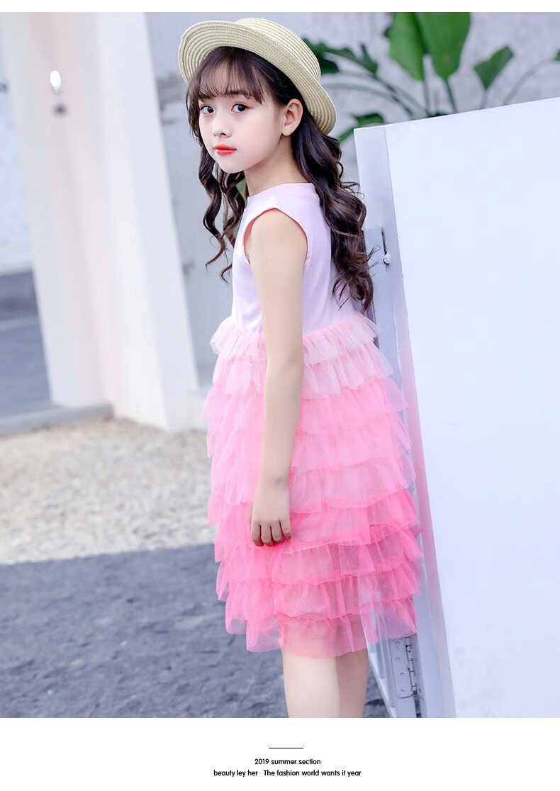 公主裙夏季新款女童连衣裙2019新品女孩子潮款渐变连衣裙女孩度假裙子