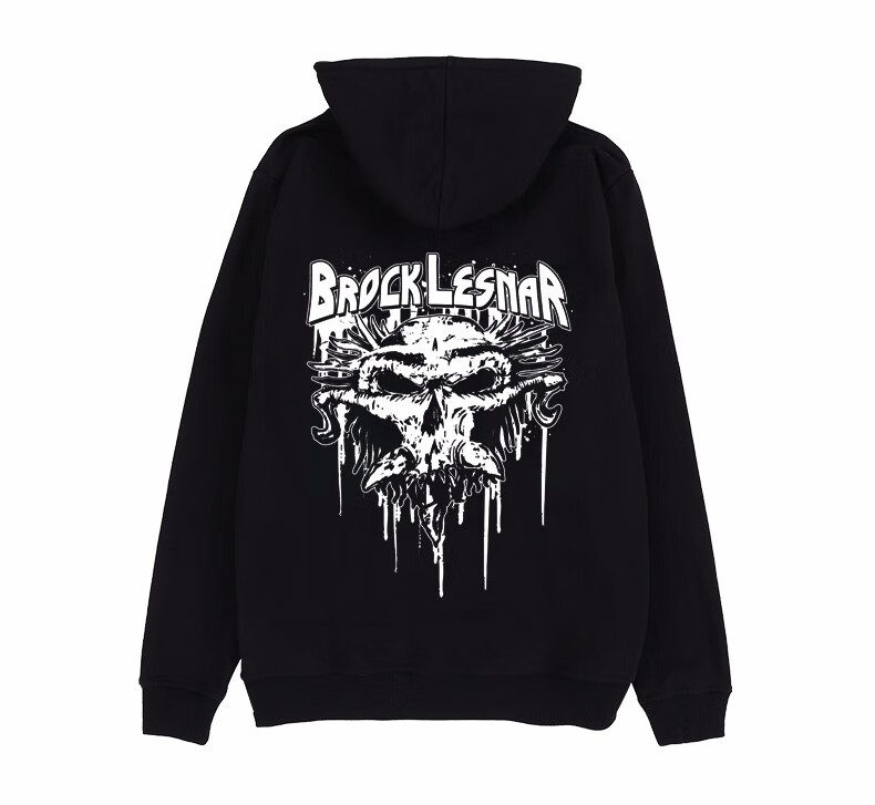 wwe潮牌秋冬新款布洛克·莱斯纳系列刺绣印花连帽套头宽松卫衣潮情侣