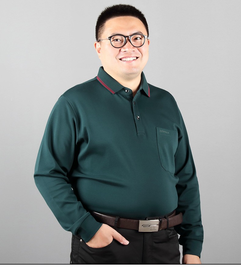胖大帅新款上新加肥加大胖大码男士翻领纯色宽松肥佬中年休闲polo领