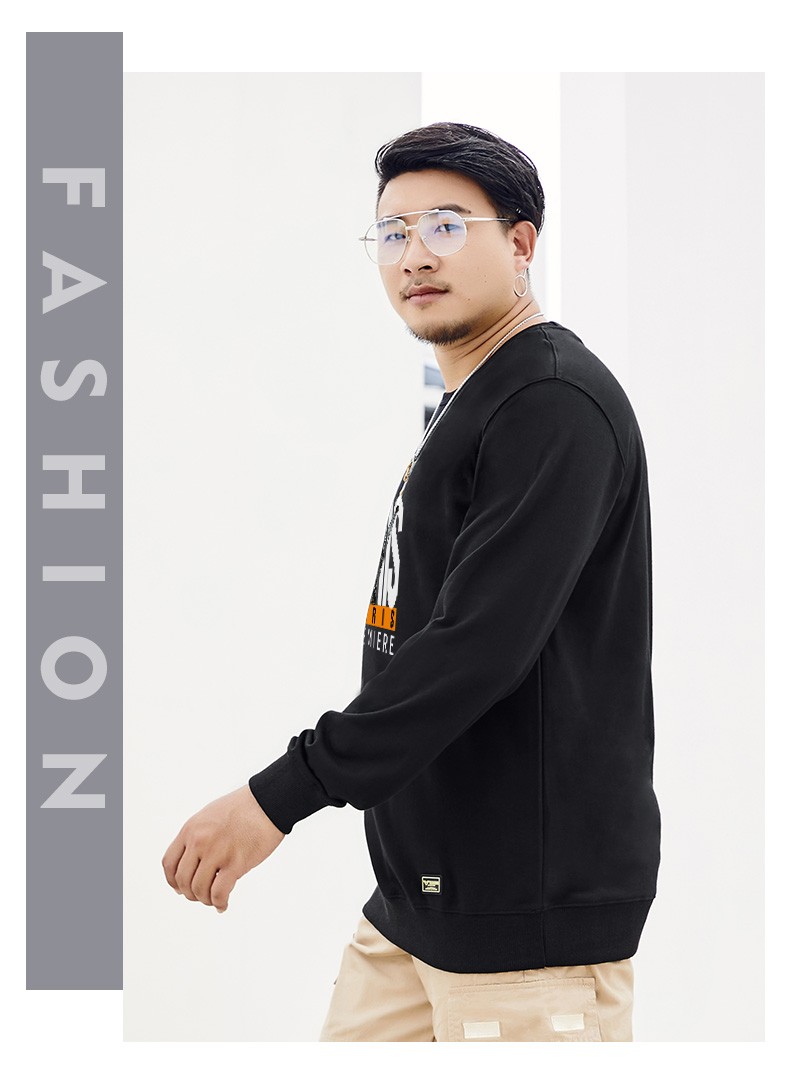 胖哥哥大码卫衣男加肥加大长袖200斤潮胖男士宽松休闲肥佬卫衣黑色7xl