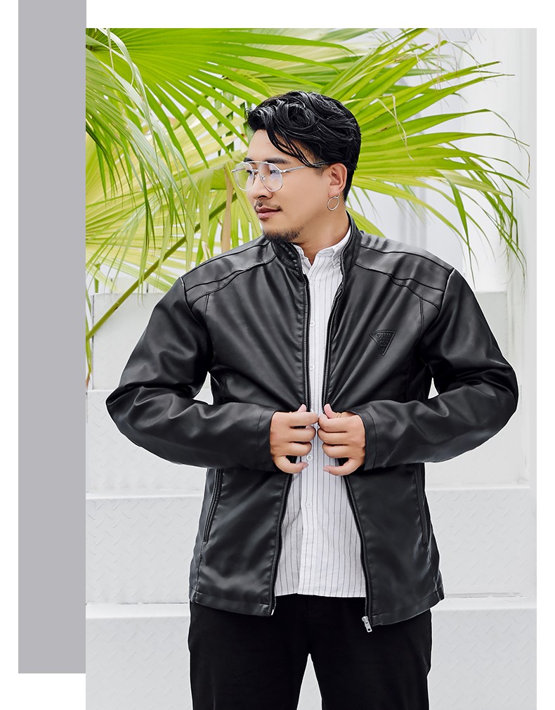 胖哥哥大码男装皮衣外套男胖子秋冬韩版潮帅气宽松加肥加大码皮衣服