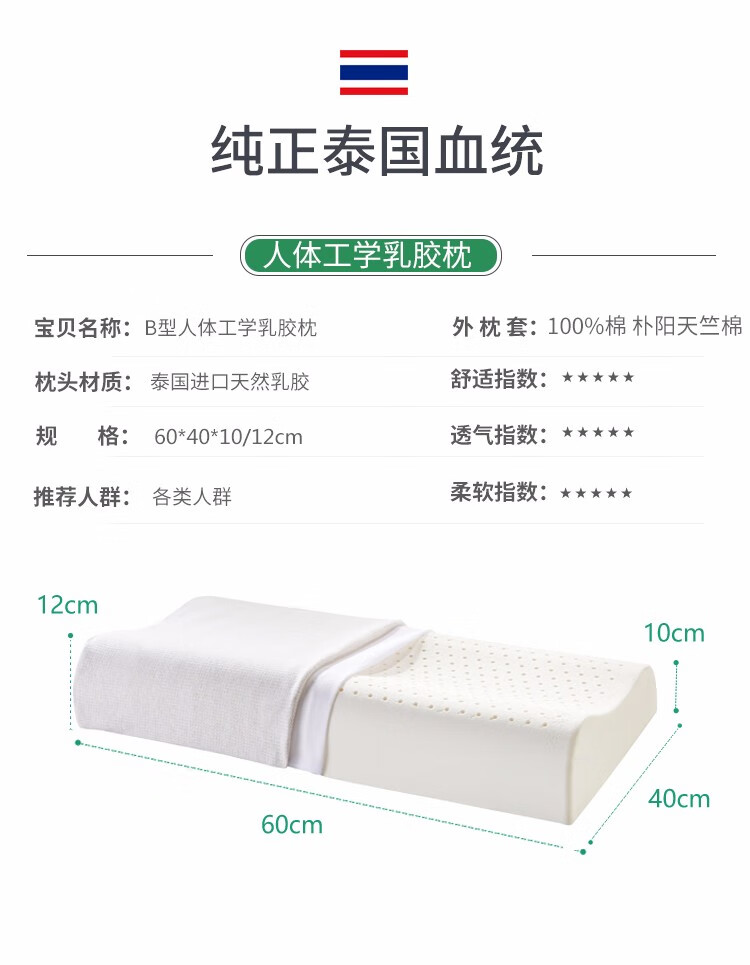 38518-【买一个送一个 送同款】睡眠博士(AiSleep)枕芯 乳胶枕进口乳胶护颈枕 58*35*9/11(按摩大颗粒)-详情图
