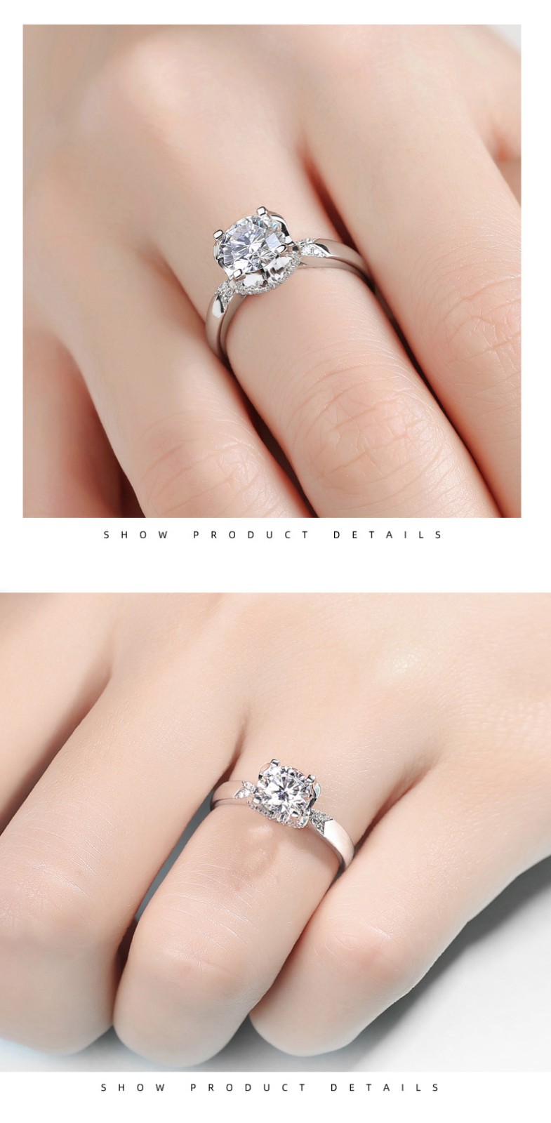 莫桑钻戒女s925银镀金莫桑石戒指燕尾牛头一克拉18k金钻戒莫桑女戒