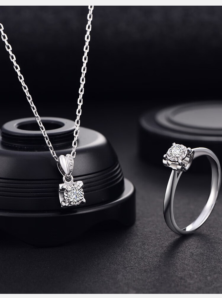 【赛菲尔钻石吊坠】赛菲尔 钻石吊坠女款 白色18k金吊坠镶钻 溢彩系列