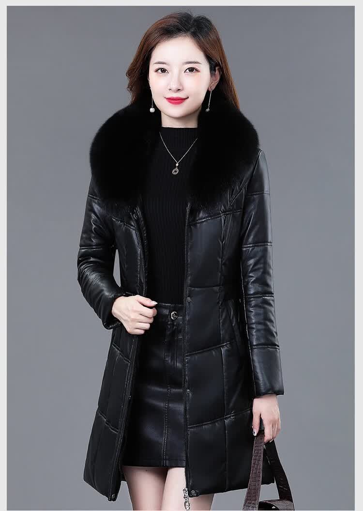 月影披梦海宁皮草皮大衣羊驼绒皮羽绒服女中长款仿防真皮皮衣绵羊皮中