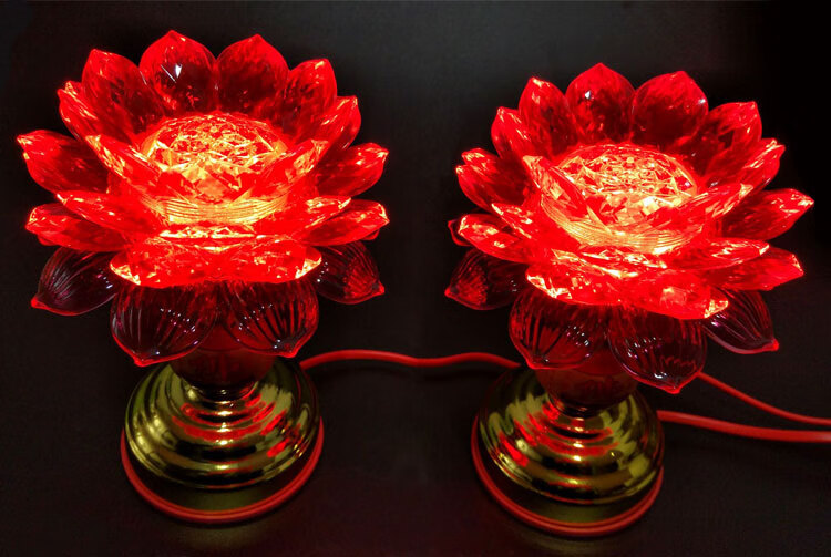 妙如意 佛堂供具摆件合金led莲花灯插电长明灯佛前灯供佛灯 小号莲花