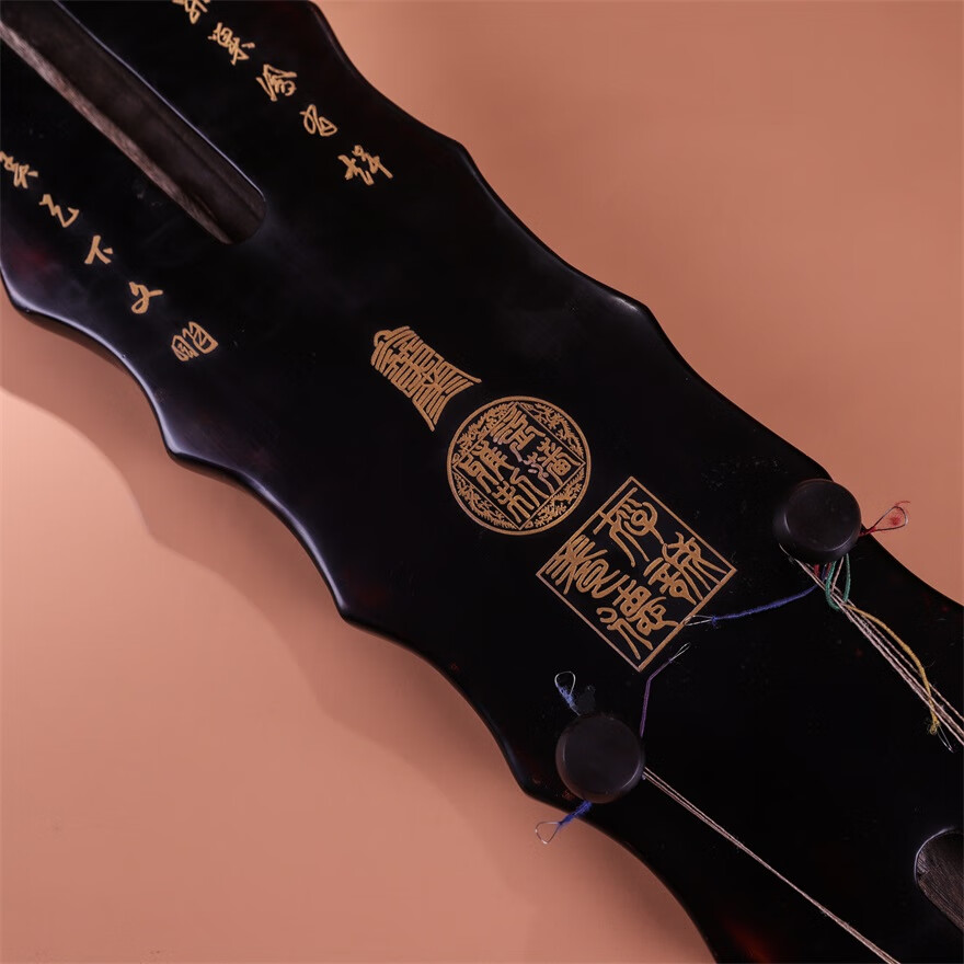 手工髹漆朝阳鸣凤款落霞式古琴附琴套4309