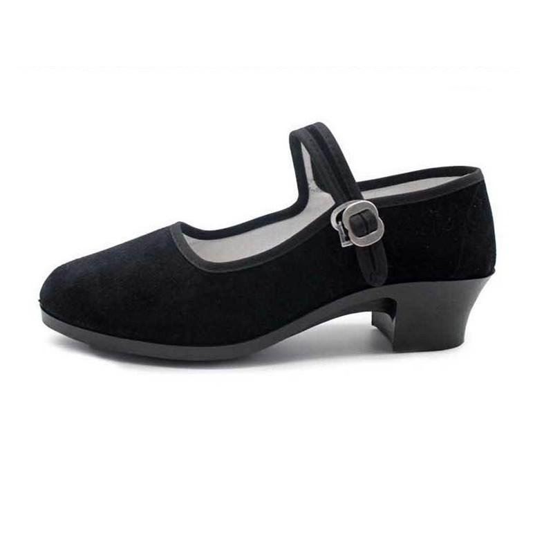 京叶红好鞋女低价平跟高跟软底酒店餐厅工作鞋老北京布鞋黑色平绒一代