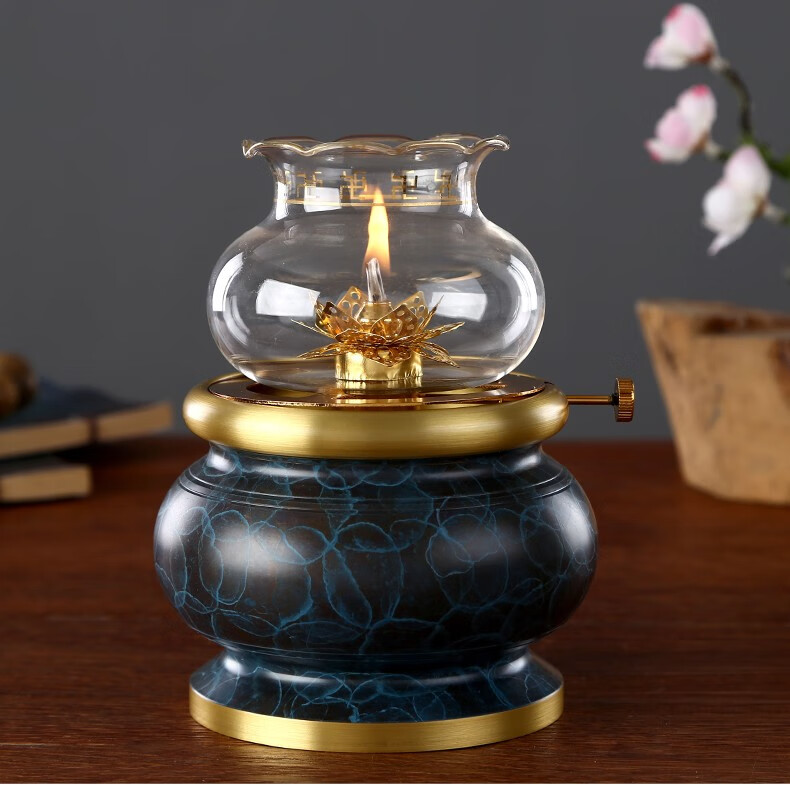 九黎复古油灯家用供佛纯铜液体酥油灯供佛灯佛前铜油灯长明灯手工古