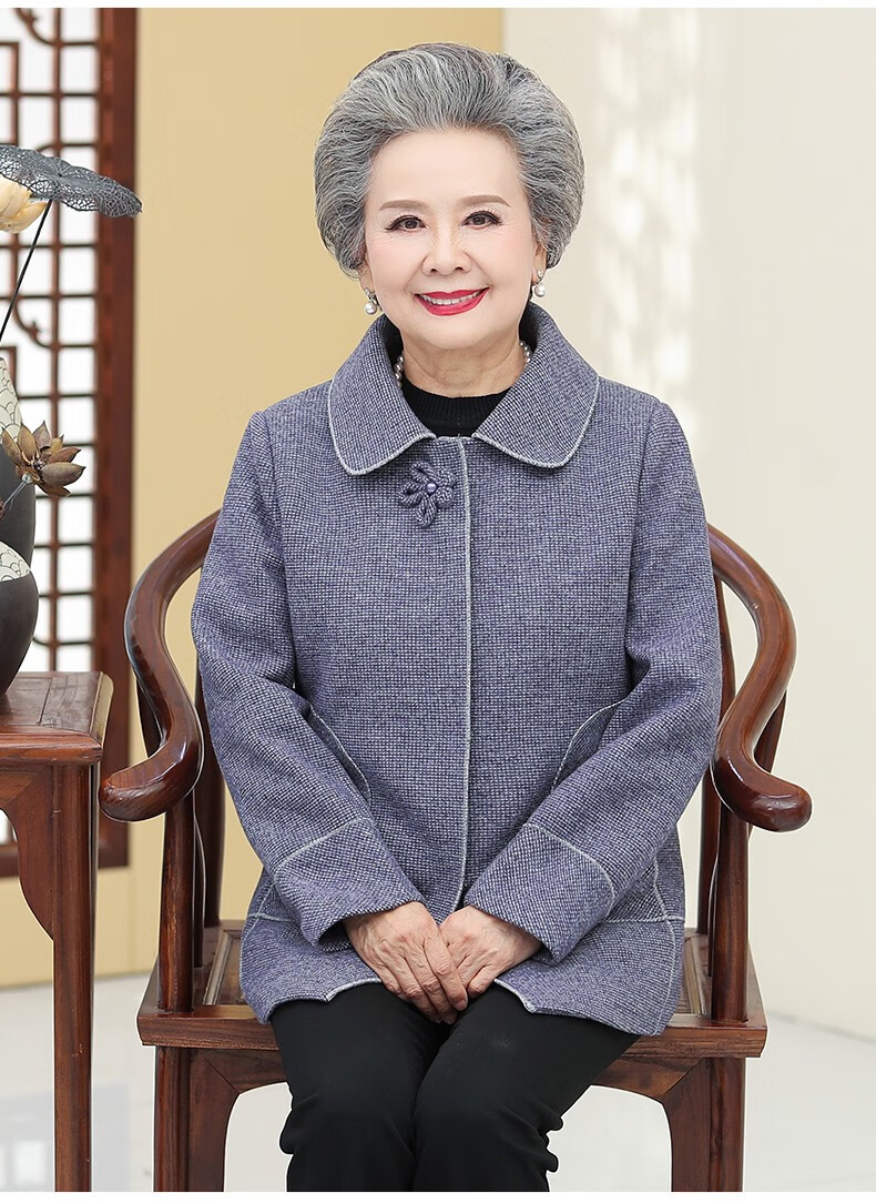 短款妈妈呢子老人衣服太太奶奶上衣新款 红色 xl(建议100斤以下) 品牌