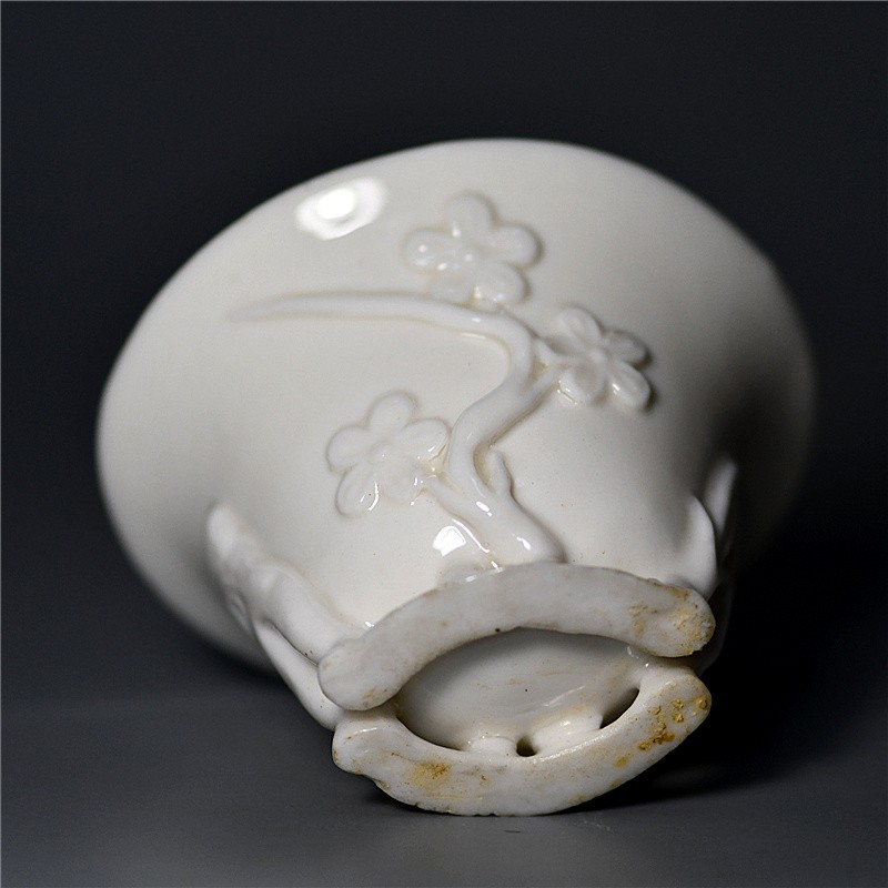 游此斋 明代德化梅花杯玻璃杯花茶杯杯具古董德化白瓷明代德化杯真品