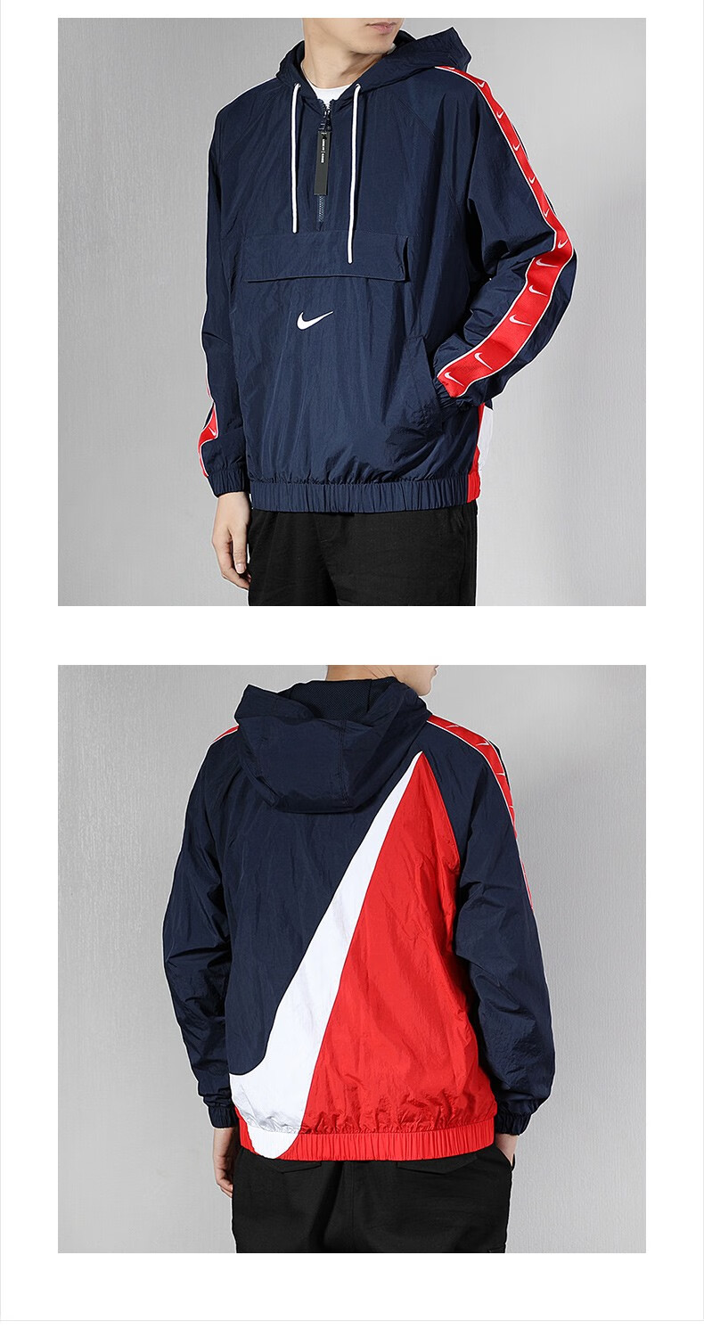 yysport nike耐克男装 新款串标半拉链后背大logo休闲运动夹克外套 cd