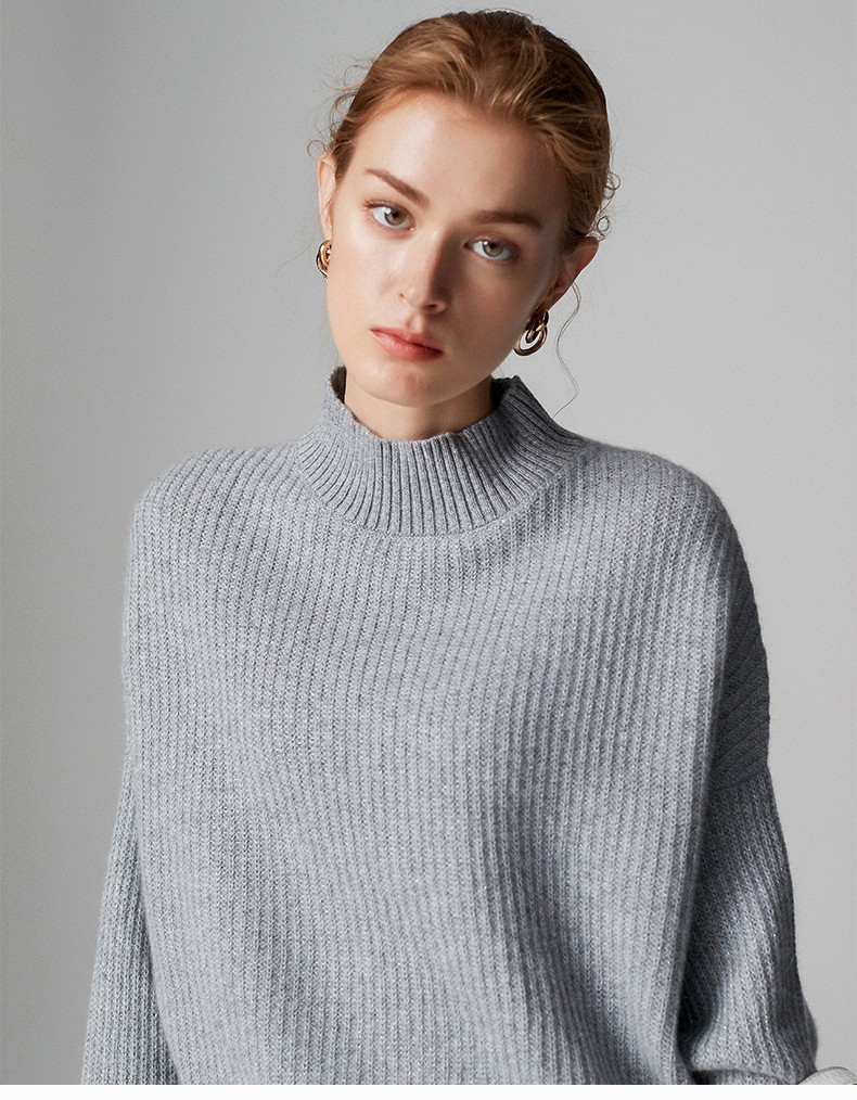 帕罗冬季新款纯羊绒女款7g厚款半高领塌肩彩点直筒时尚羊绒衫ts2042