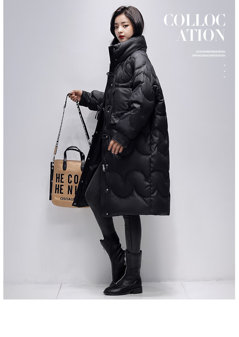 鸭鸭羽绒服女中长款立领过膝白鸭绒加厚极寒冬装2021反季百搭小个子