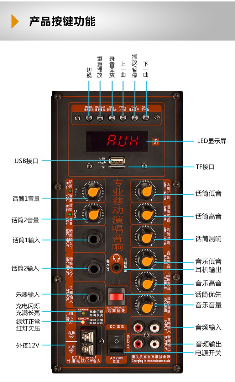 曼龙户外广场舞拉杆音响大功率重低音移动便携式直播k歌室内外跳舞