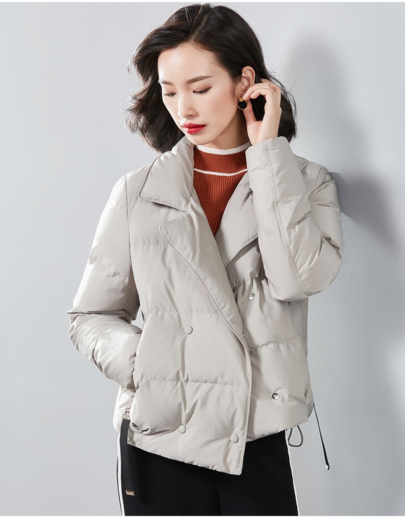 轻奢品牌zppsn薄款羽绒服女短款冬季新款小个子西装领双排扣白鸭绒