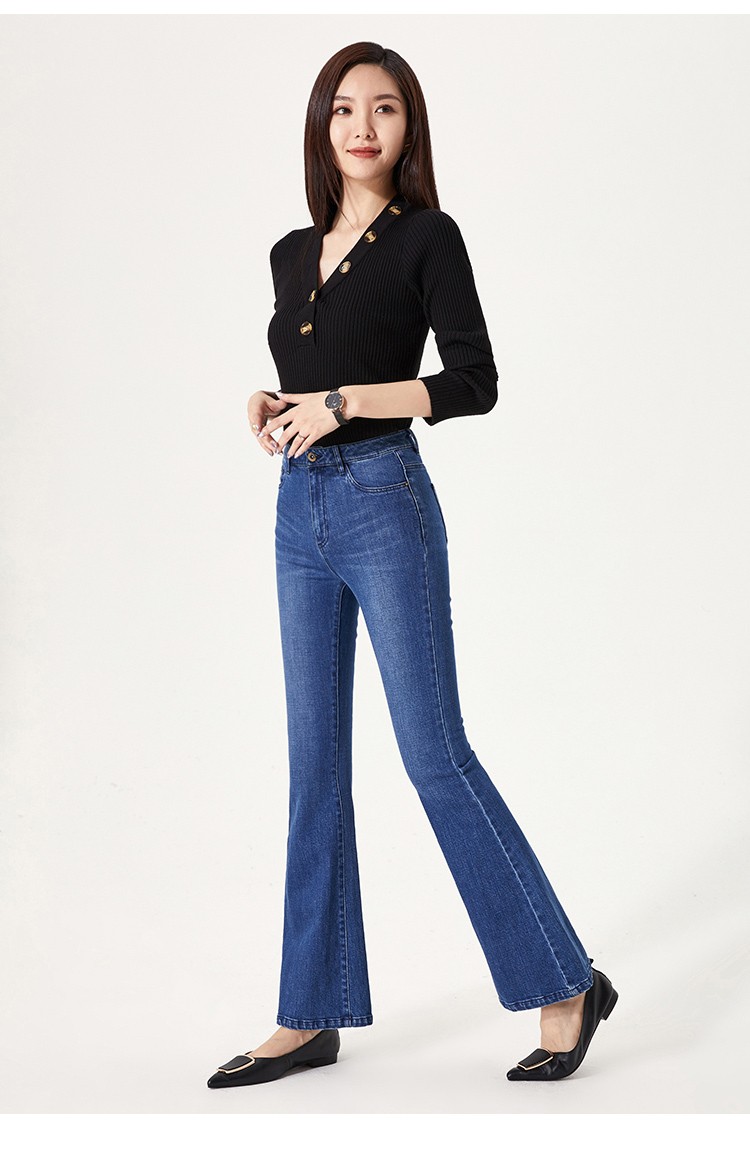 逸阳女裤女裤2020春季新款微喇裤女修身显瘦高腰百搭气质韩版喇叭长裤