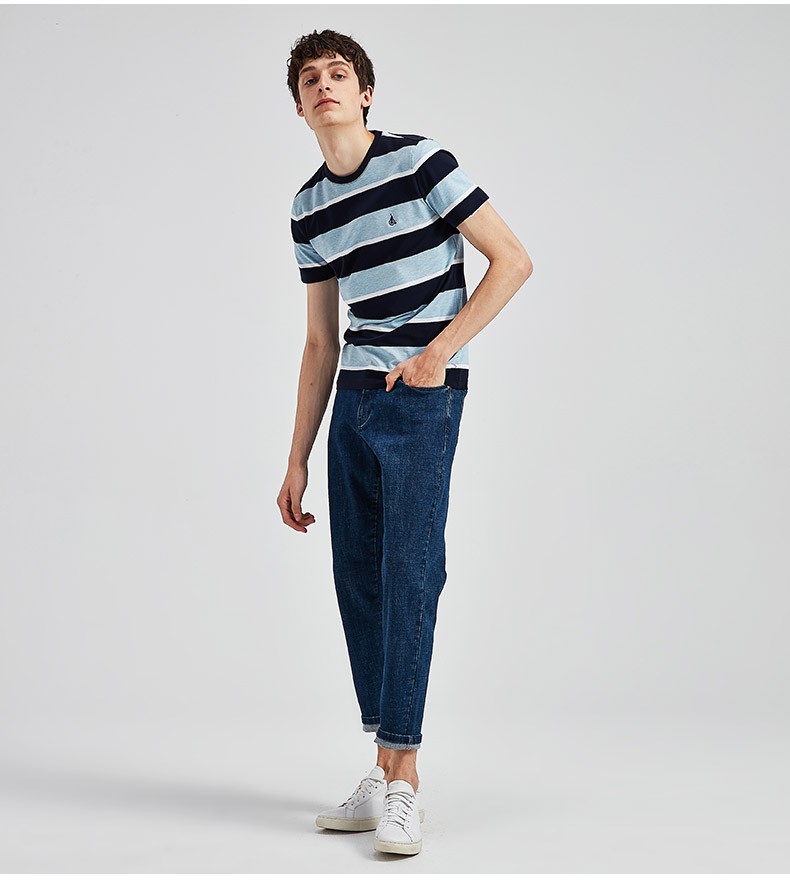 【商场同款】beanpole滨波 早春男士条纹休闲通勤短袖t