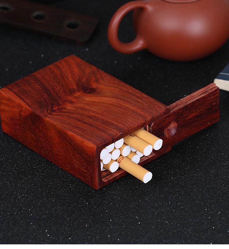 【免费刻字】火木鸟 紫檀木烟盒整木掏空20支创意个性套情人节生日
