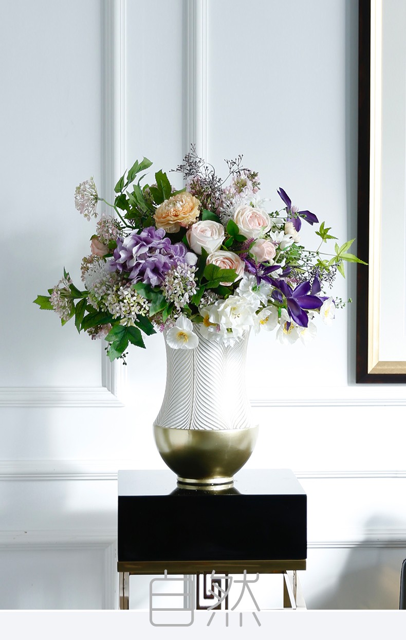 野派假花仿真花摆件客厅室内高档轻奢自然风玫瑰花餐桌摆设装饰花 g款