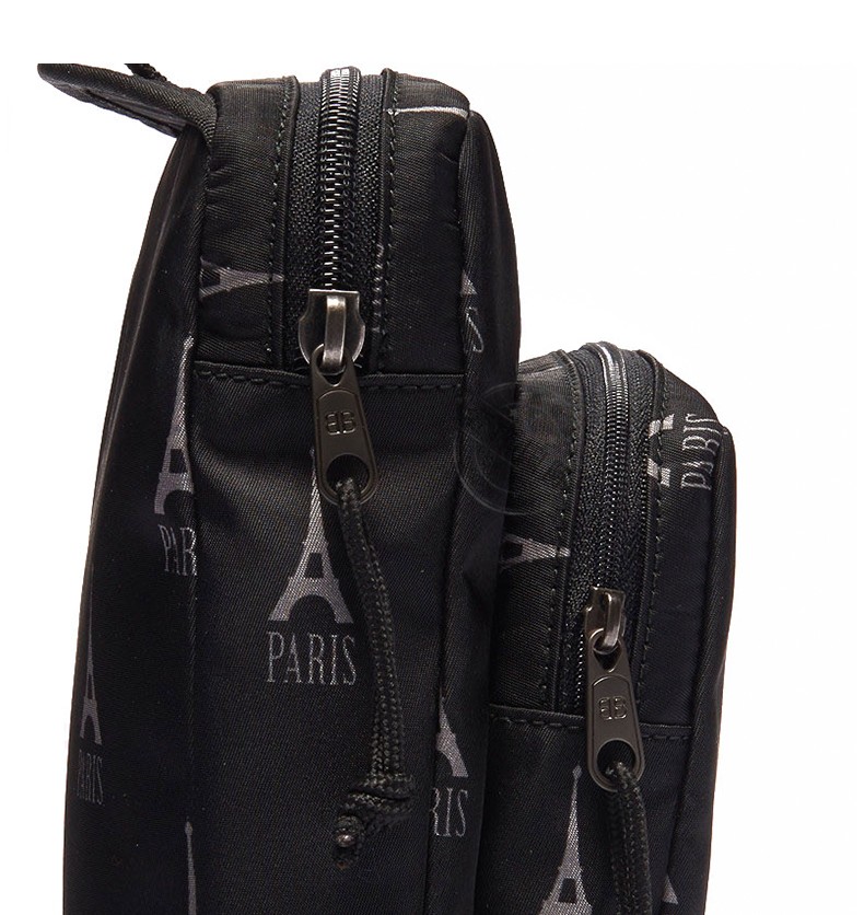 balenciaga巴黎世家男包尼龙铁塔图案斜挎胸包593651 9elf5 1061 黑色
