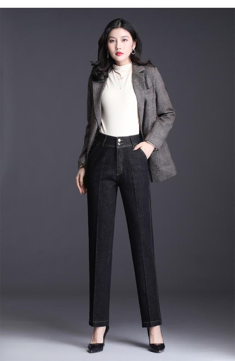 秋2019新款直筒牛仔裤女宽松显瘦中年妈妈休闲裤子秋季女士长裤高腰裤