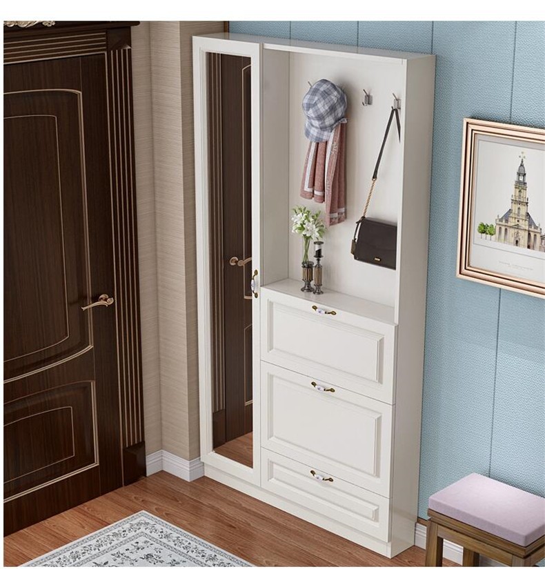 呈美轩简约现代17cm超薄鞋柜挂衣柜组合玄关柜窄门厅柜客厅多功能衣帽