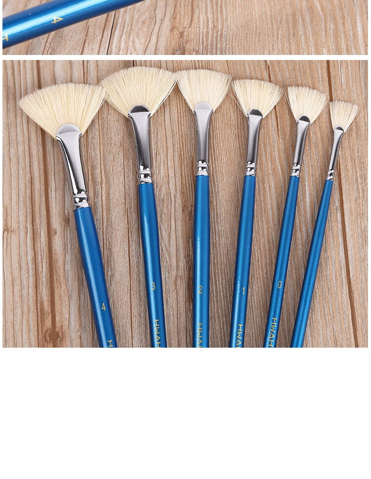 hwahong华虹扇形笔猪鬃毛油画笔水粉笔205系列长杆单支套装 00号