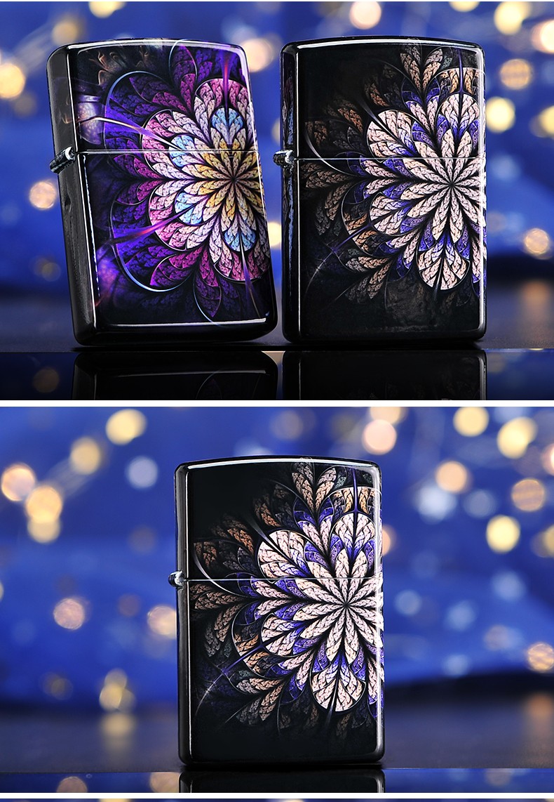 打火机zippo暗夜妖姬彩印樱花限量版zppo男士个性创意潮芝宝生日礼物