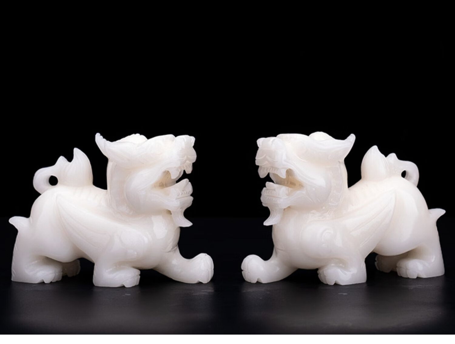 玉石貔貅风水摆件白玉雕工艺品玄关客厅装饰品摆设乔迁开业送礼16厘米