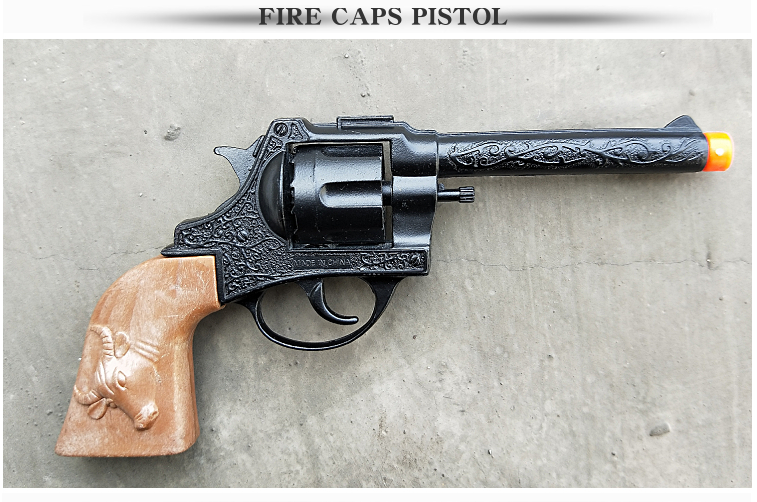 童年怀旧玩具砸弹炮枪全金属牛仔左轮砸弹炮枪12响连发全金属左轮可响