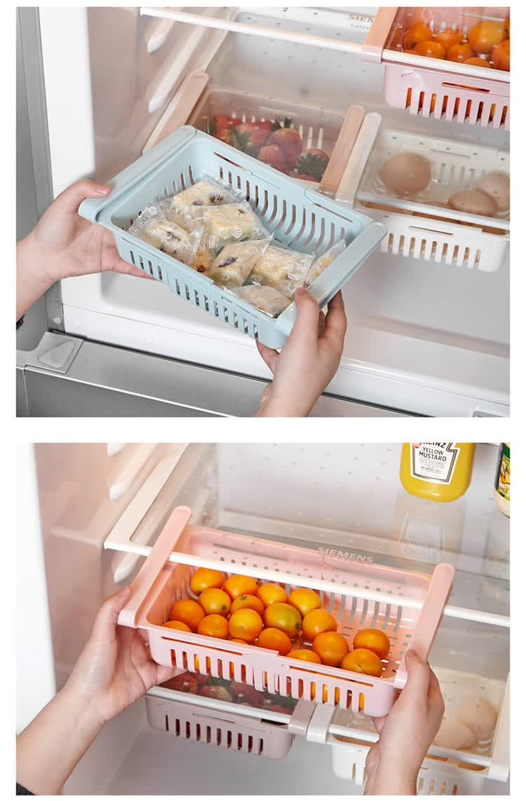冰箱保鲜盒 收纳盒北欧风家用冰箱食物抽拉式 多功能隔板层可伸缩水果