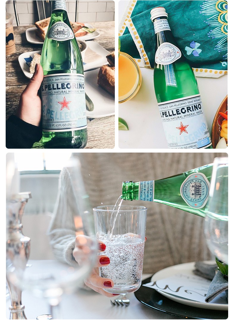 圣培露spellegrino充气天然矿泉水塑料瓶饮用水玻璃瓶气泡水500ml24瓶
