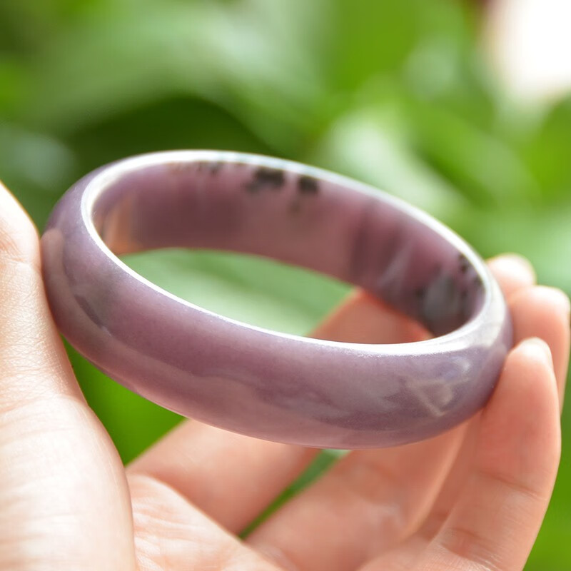 新疆阿勒泰可可托海天然丁香紫玉手镯子草花玉5958