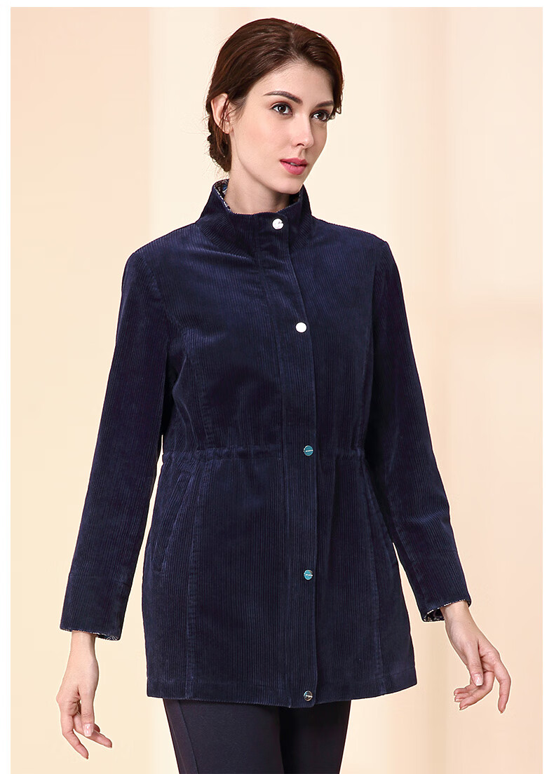 米兰登秋冬新款中老年女装妈妈装灯芯绒外套粗绒纯棉中长款加厚大码wj