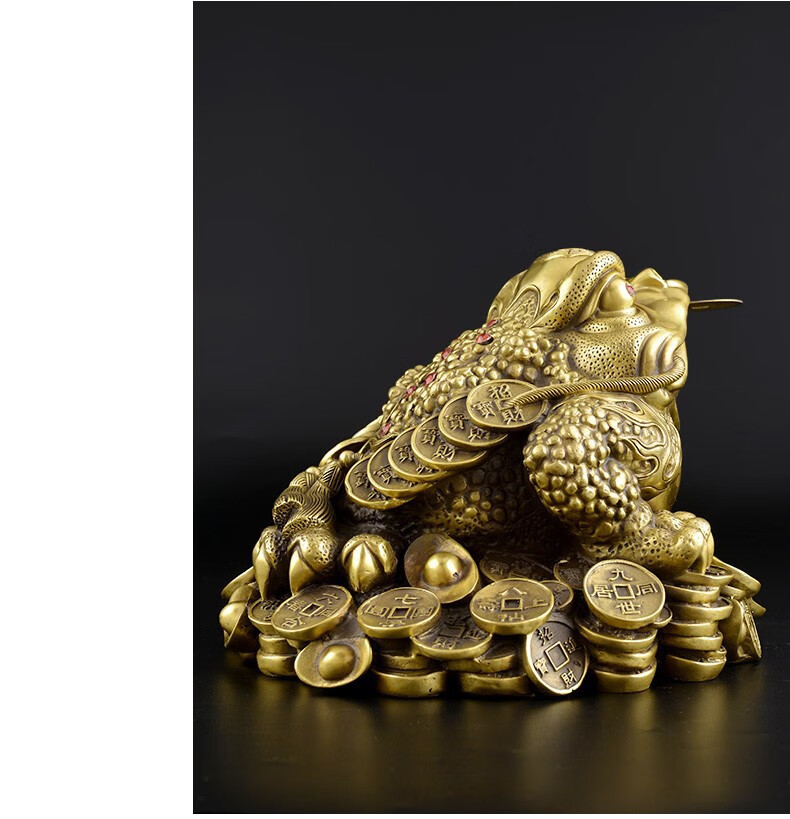 聚善缘 黄铜招财金蟾摆件 三足金蝉旺财三脚蟾蜍特大号店铺公司开业