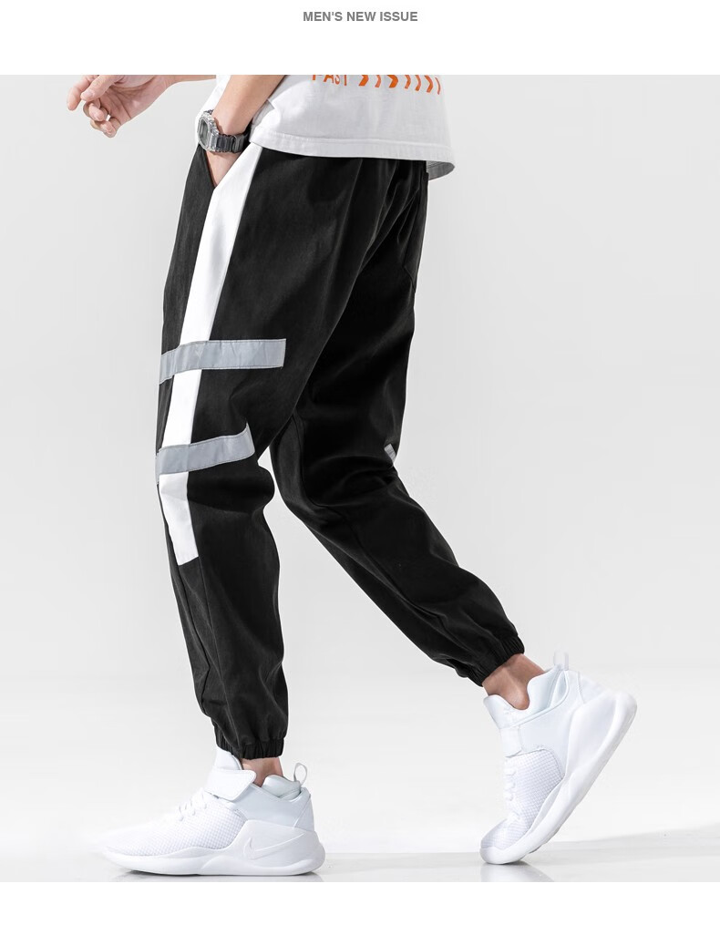 工装裤男裤子 休闲裤男士夏季薄款国潮九分裤宽松束脚裤大码青少年