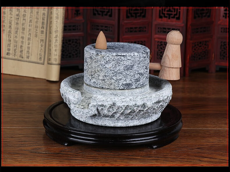 斐然时来运转倒流香炉创意摆件天然泰山石原石雕刻磨盘石头工艺品开业