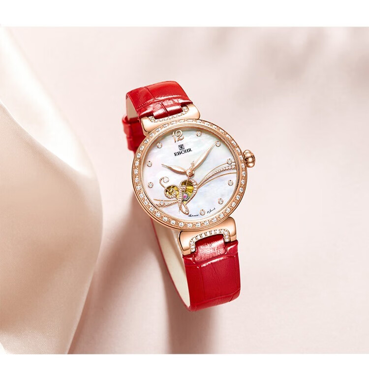 520礼物送女友依波ebohr表女表卡纳系列自动机械女士手表镂空机械表