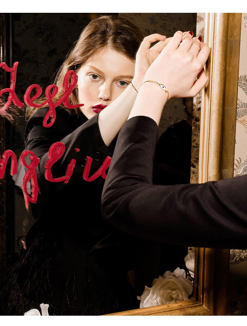 劳拉图品牌珠宝恶魔之眼手镯女银镀金手环女饰品简约日韩版情侣潮人