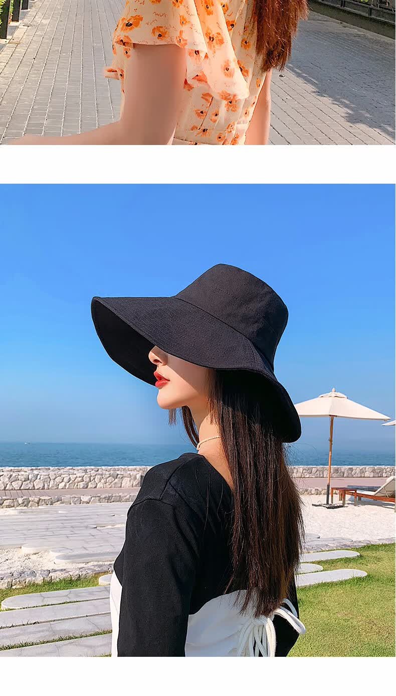 斯普琳 渔夫帽女夏季韩版潮户外海边沙滩防晒帽双面可戴骑行出游太阳
