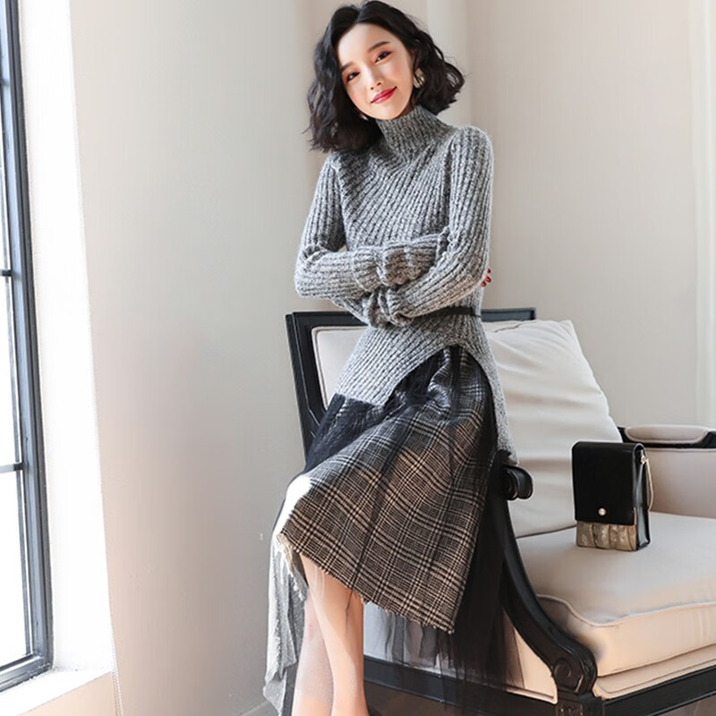 秋冬新款潮流气质显瘦连衣裙2019秋季新款女装韩版长袖时尚气质套装