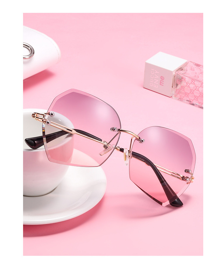 皓顿hautton2020新品时尚无框渐变个性大框显瘦圆脸女款墨镜女士太阳