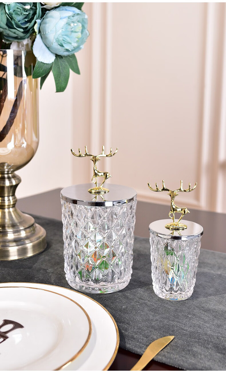 墨菲创意玻璃储物罐小摆件家居装饰品糖果罐现代客厅茶几餐桌实用摆设