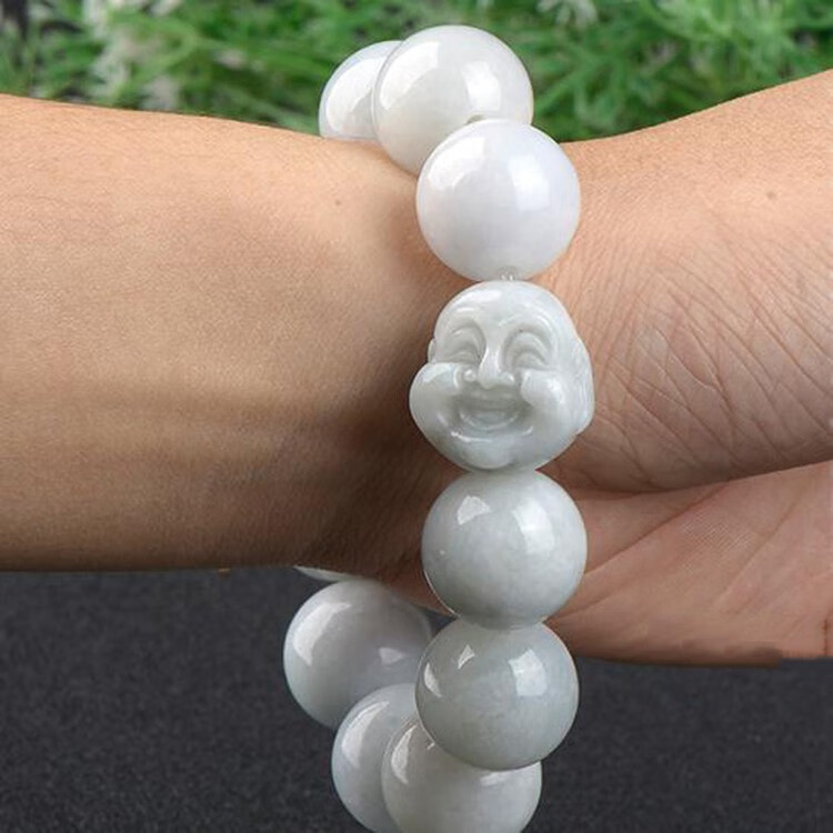 唯慕翡翠圆珠佛头手串18mm附证书