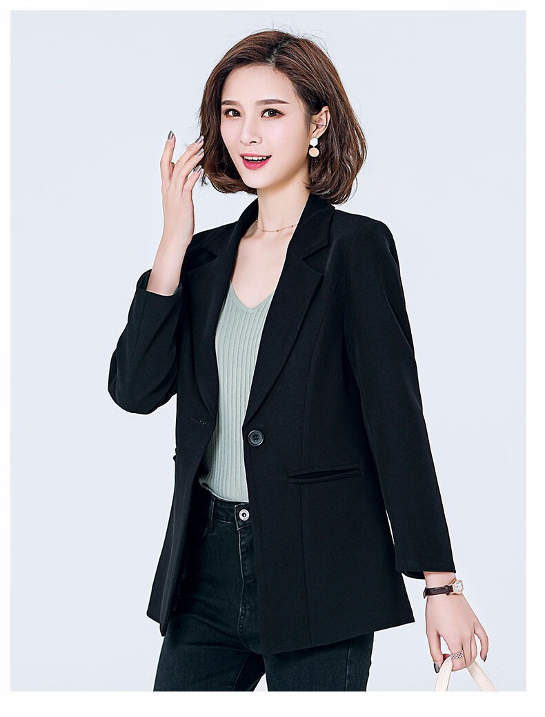 朵绒菲网红小西装女中长款2020新款春秋装韩版修身显瘦纯色小西服女